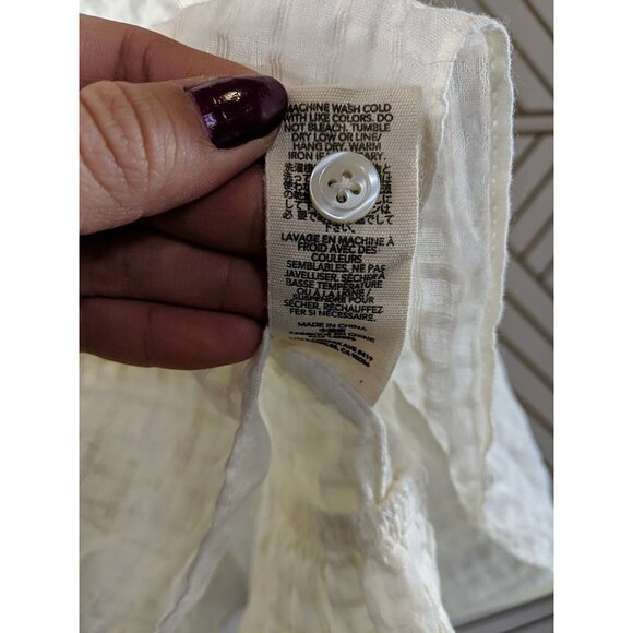The GREAT Women's The Ruffle Oxford Top Off White Shirt Collared Size Small NEW - Picture 8 of 9